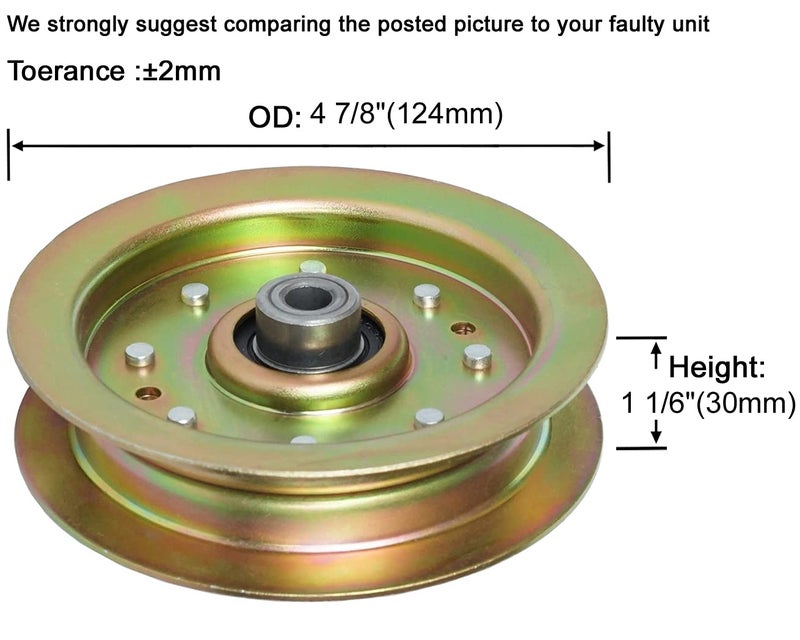 QP q&p Outdoor Power 02004447 Flat Idler Pulley 4.875 inch Replace MTD 02004447 756-04400 White Outdoor 01004101 Fits MTD MMZ-1848 MMZ-2554 MMZ-2560 Craftsman ZTL7500 - Image 3